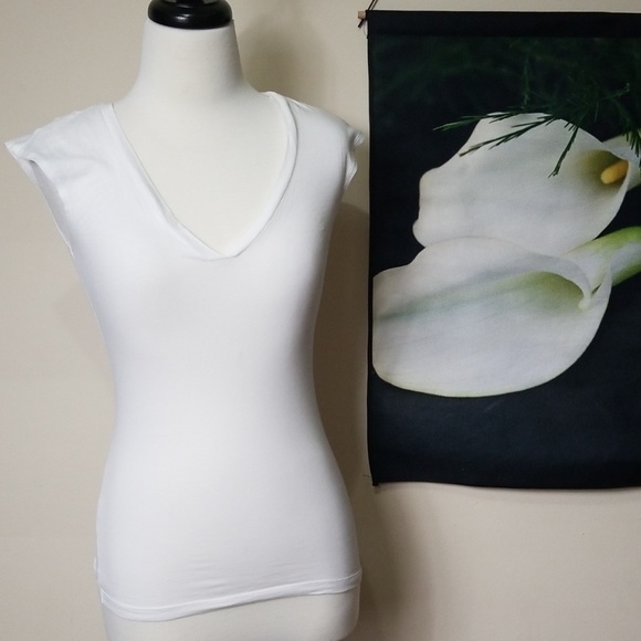 Theory Tops - Theory Cap Sleeve Deep V Neck Top